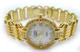 NEW Womens Watches FIGARO Gold Tone Simulated Diamond Stones Diamonds Crystal Glass Stone Mother of Pearl Bracelet Sea Shell Shells Seashell Seashells Ladies WATCH for Women Fashion Style Accessory Accessories Chain Chains Chained Bracelet Bracelets