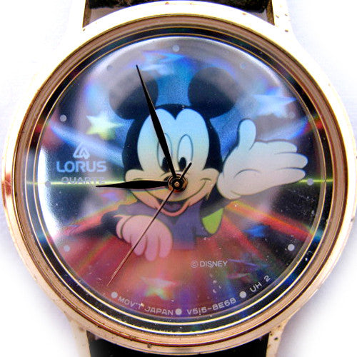 VINTAGE LORUS MICKEY MOUSE Sun Rays Stars HOLOGRAM Mens Womens Wristwatch WATCH