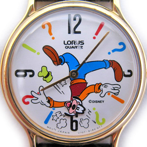 VINTAGE GOOFY ANIMATED Up Side Down Rotating Head LORUS Wristwatch WATCH