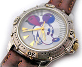 VINTAGE DISNEY Store MICKEY MOUSE Silver Gold Tone Mens Wristwatch WATCH