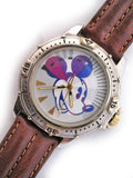 VINTAGE DISNEY Store MICKEY MOUSE Silver Gold Tone Mens Wristwatch WATCH