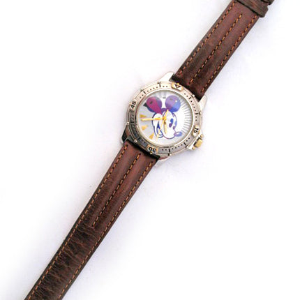 VINTAGE DISNEY Store MICKEY MOUSE Silver Gold Tone Mens Wristwatch WATCH