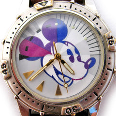 VINTAGE DISNEY Store MICKEY MOUSE Silver Gold Tone Mens Wristwatch WATCH