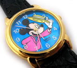 VINTAGE LORUS MICKEY MOUSE HALOGRAM BLUE Dial Yellow HAT Red Shirt WATCH