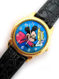VINTAGE LORUS MICKEY MOUSE HALOGRAM BLUE Dial Yellow HAT Red Shirt WATCH